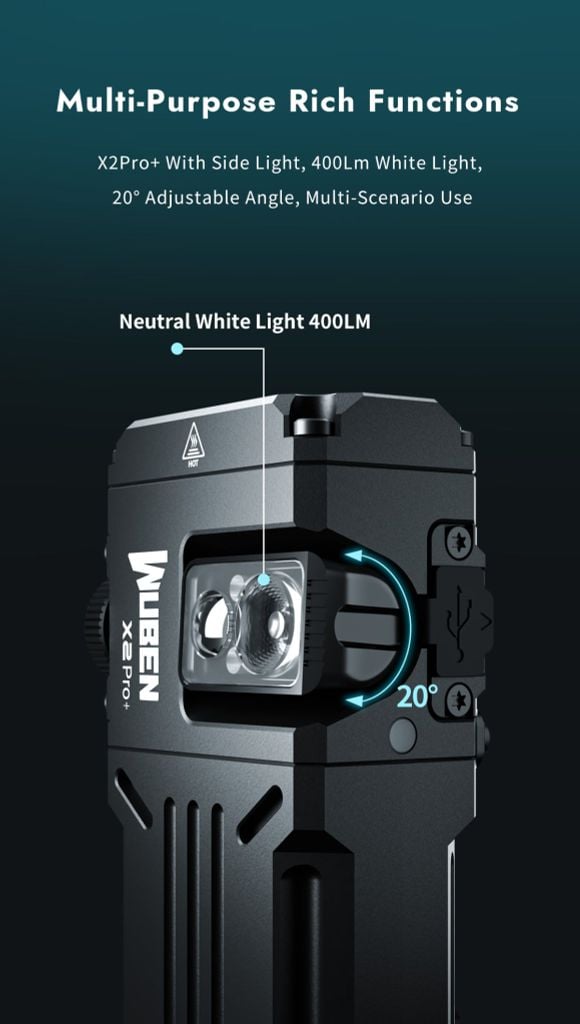 Wuben X2Pro+ Đèn pin EDC đa năng 1500Lumens 2 pin 14500 tháo rời