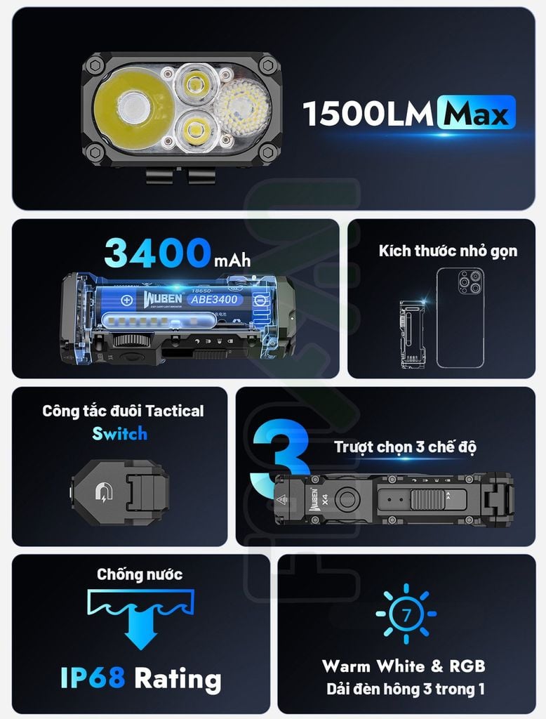 Wuben X4 đèn pin EDC đa năng