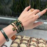 Chuỗi Quấn Cẩm Thạch Phỉ Thúy Sơn Thủy Jadeite A Mix Tỳ Hưu Vàng 10K – ảnh 2