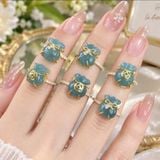 Nhẫn Cẩm Thạch Phỉ Thúy Lam Ngọc Túi Tiền Bọc Vàng 10K – ảnh 1