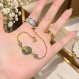Lắc Tay Vàng Liên Hoa Bọc Đồng Điếu Cẩm Thạch Phỉ Thúy Lam Ngọc – ảnh 1