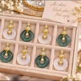 Mặt Dây Chuyền Cẩm Thạch Phỉ Thúy Lam Ngọc Và Mã Não Trắng Hồ Ly Đồng Điếu Vàng 10K – ảnh 1