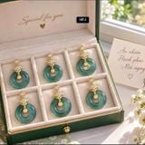 Mặt Dây Chuyền Cẩm Thạch Phỉ Thúy Lam Ngọc Và Mã Não Trắng Hồ Ly Đồng Điếu Vàng 10K – ảnh 3