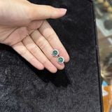 Bông Tai Cẩm Thạch Phỉ Thúy Lam Ngọc Bọc Bạc Thiết Kế Tối Giản – ảnh 2