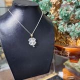 Mặt Dây Chuyền Cỏ 4 Lá Đá Chalcedony Tự Nhiên Ti Ví Bạc Mạ Vàng – ảnh 3