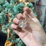 Mặt Dây Chuyền Cỏ 4 Lá Đá Chalcedony Tự Nhiên Ti Ví Bạc Mạ Vàng – ảnh 2