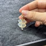 Mặt Dây Chuyền Cỏ 4 Lá Đá Chalcedony Tự Nhiên Ti Ví Bạc Mạ Vàng – ảnh 1