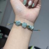 Vòng Tay Dây Cáp Mix Charm Hồ Ly Cỏ 4 Lá Ngũ Điếu Phỉ Thúy Hoa Bay – ảnh 3