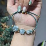 Vòng Tay Dây Cáp Mix Charm Hồ Ly Cỏ 4 Lá Ngũ Điếu Phỉ Thúy Hoa Bay – ảnh 4