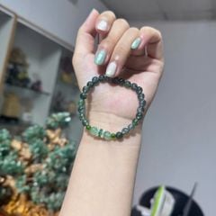 Vòng Tay Ngọc Thủy Tảo Mix Thạch Anh Dâu Tây Xanh Charm Bạc