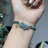 Vòng Tay Cẩm Thạch Phỉ Thúy Lam Ngọc Mix Tỳ Hưu Và Charm Bạc Mạ Vàng – ảnh 3