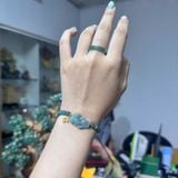 Vòng Tay Cẩm Thạch Phỉ Thúy Lam Ngọc Mix Tỳ Hưu Và Charm Bạc Mạ Vàng – ảnh 2