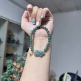 Vòng Tay Cẩm Thạch Phỉ Thúy Lam Ngọc Mix Tỳ Hưu Và Charm Bạc Mạ Vàng – ảnh 4