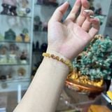Vòng Tay Thạch Anh Tóc Vàng Mix Thạch Anh Tóc Nâu Charm Bạc – ảnh 1