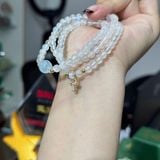 Chuỗi Đá Mặt Trăng Mix Aquamarine Và Charm Thánh Giá Mạ Vàng – ảnh 2