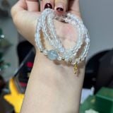 Chuỗi Đá Mặt Trăng Mix Aquamarine Và Charm Thánh Giá Mạ Vàng – ảnh 1