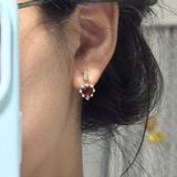 Bông Tai Bạc 925 Gắn Đá Garnet Đỏ Cắt Giác Trái Tim – ảnh 3