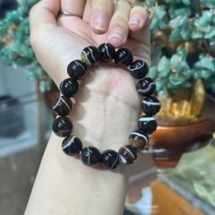 Vòng Tay Mã Não Vân Ngọc Đen 12mm