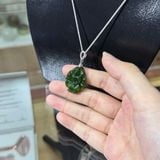 Mặt Dây Chuyền Hồ Ly Chúa Ngọc Bích Tự Nhiên Móc Bạc – ảnh 1