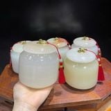 Hũ Đựng Trà Ngọc Onyx Trắng Dây Đỏ – ảnh 2