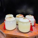 Hũ Đựng Trà Ngọc Onyx Trắng Dây Đỏ – ảnh 3