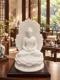 Tượng Phật A Di Đà Hán Bạch Ngọc 28x17x12cm – ảnh 1
