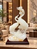 Tượng Cặp Tiên Hạc Ngọc Onyx Trắng – ảnh 2