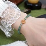 Vòng Phỉ Thúy Lam Ngọc Băng Mix Cỏ 4 Lá Bọc Vàng – ảnh 1