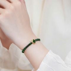 Vòng Phỉ Thúy Sơn Thủy Jadeite A Mix Cỏ 4 Lá Bọc Vàng