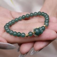 Vòng Phỉ Thúy Lam Ngọc Mix Túi Tiền Bọc Vàng 10K