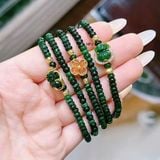 Vòng Ngọc Phỉ Thúy Cẩm Thạch Jadeite Mix Charm Tỳ Hưu, Cỏ 4 Lá Và Túi Tiền Bọc Vàng 10K – ảnh 3
