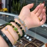 Vòng Tay Ngọc Mix Túi Tiền Bọc Vàng Và Bi Vàng 10K – ảnh 1