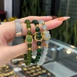 Vòng Tay Ngọc Mix Túi Tiền Bọc Vàng Và Bi Vàng 10K – ảnh 2