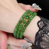 Vòng Chuỗi Ngọc Bích Mix Hồ Ly Bọc Vàng Và Charm Vàng 10K – ảnh 2
