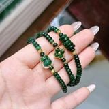 Vòng Phỉ Thúy Sơn Thủy Jadeite A Mix Ngũ Điếu, Cỏ 4 Lá Và Túi Tiền Bọc Vàng – ảnh 2