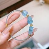 Vòng Tay Đá Aquamarine Mix Ngũ Điếu, Tỳ Hưu, Cỏ 4 Lá Và Bi Vàng Kim Tiền 10K – ảnh 1