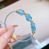 Vòng Tay Đá Aquamarine Mix Ngũ Điếu, Tỳ Hưu, Cỏ 4 Lá Và Bi Vàng Kim Tiền 10K – ảnh 2