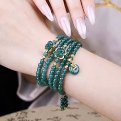 Vòng Phỉ Thúy Lam Ngọc Jadeite A Mix Tỳ Hưu, Túi Tiền Và Hồ Ly Ngậm Điếu Bọc Vàng