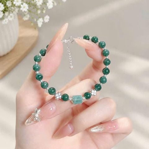 Vòng Lam Ngọc Mix Lu Thống Và Charm Bạc