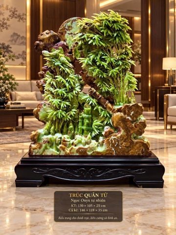 Tác Phẩm Trúc Quân Tử Ngọc Onyx Tự Nhiên 146x118x35cm