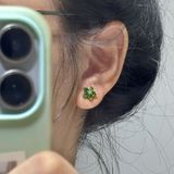  Bông Tai Đá Diopside Bọc Bạc 