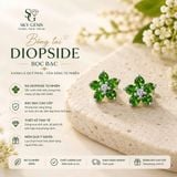  Bông Tai Đá Diopside Bọc Bạc 