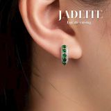  Bông Tai Ngọc Jadeite A Màu Lục Đế Khung Bạc 