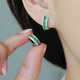  Bông Tai Ngọc Jadeite A Màu Lục Đế Khung Bạc 