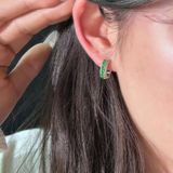  Bông Tai Ngọc Jadeite A Màu Lục Đế Khung Bạc 