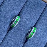  Bông Tai Ngọc Jadeite A Màu Lục Đế Khung Bạc 