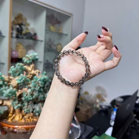Vòng Tay Thạch Anh Tóc Đen Hạt Trong