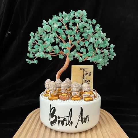  Cây Tài Lộc Bình Thạch Anh Xanh Chậu Vuông 