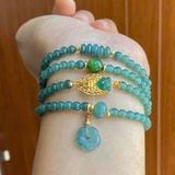  Chuỗi Lam Ngọc Cao Băng 4.5li Mix Charm Ngọc Thiền và Hoa Mai 