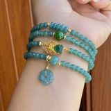  Chuỗi Lam Ngọc Cao Băng 4.5li Mix Charm Ngọc Thiền và Hoa Mai 